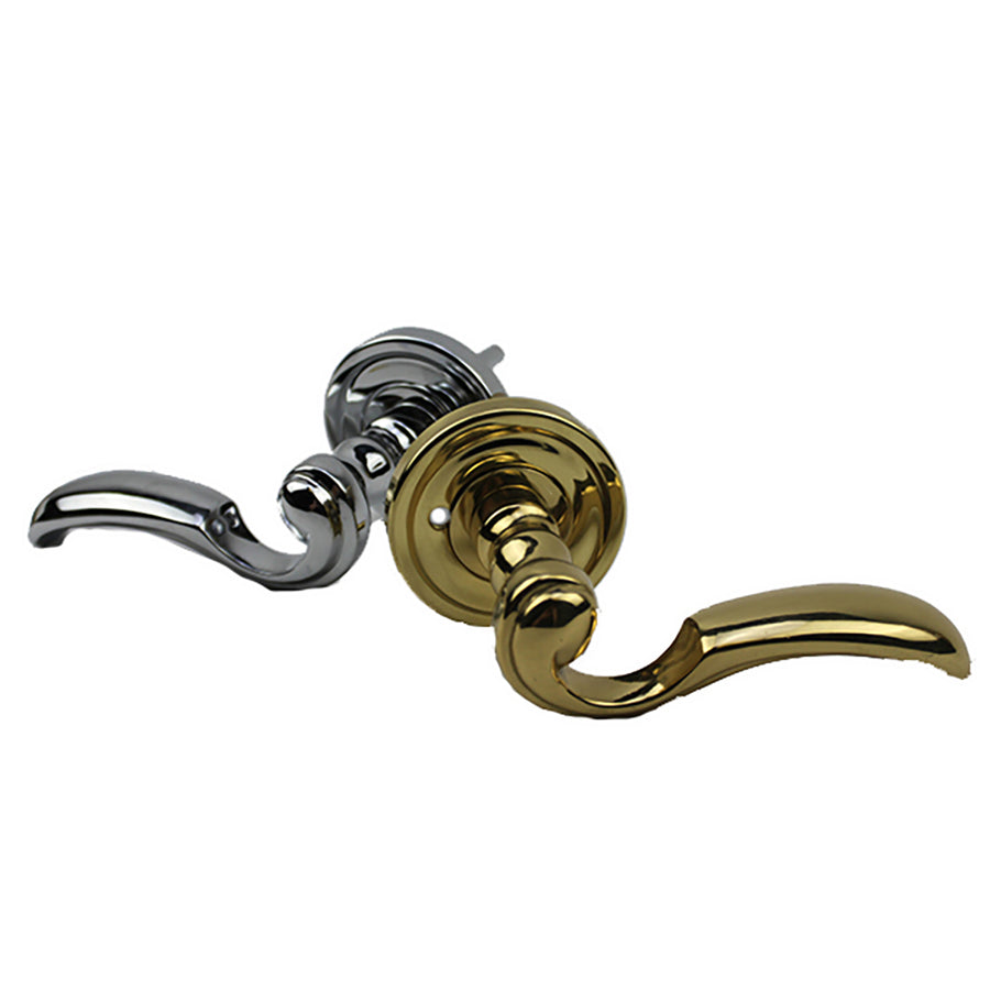 Ashley Norton Chesterfield Split Finish Passage Lever Set, Right Handed - Polished Chrome and Brass - Ashley Norton Chesterfield Split Finish Passage Lever Set, Right Handed - Polished Chrome and Brass