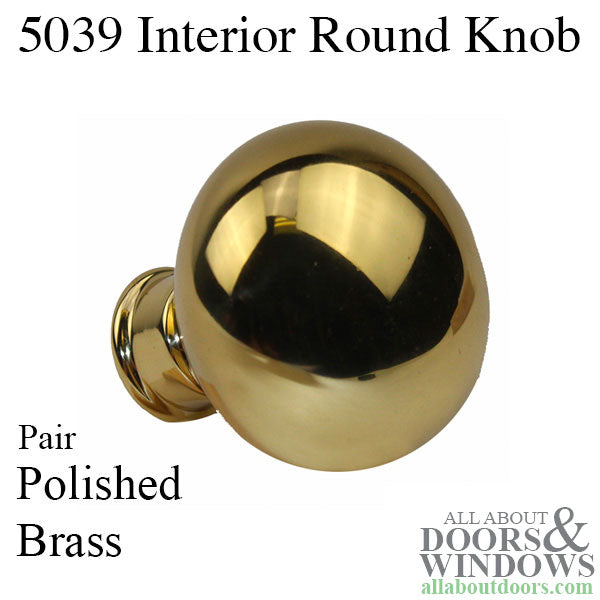 5043 Interior Round Knob, Pair - Polished Brass - 5043 Interior Round Knob, Pair - Polished Brass