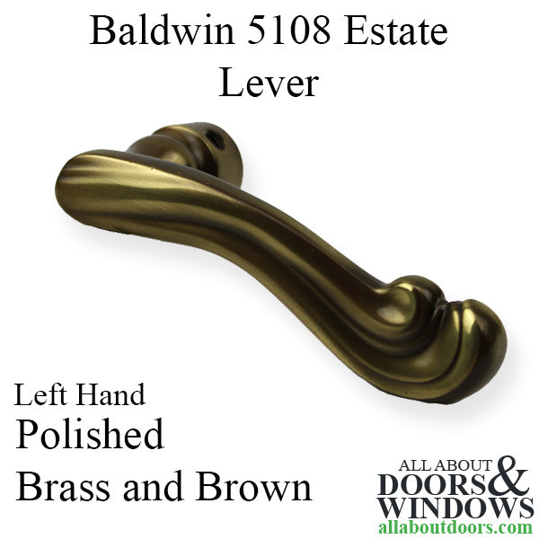 5108 Estate Lever, Left-Handed - Polished Brass and Brown - 5108 Estate Lever, Left-Handed - Polished Brass and Brown