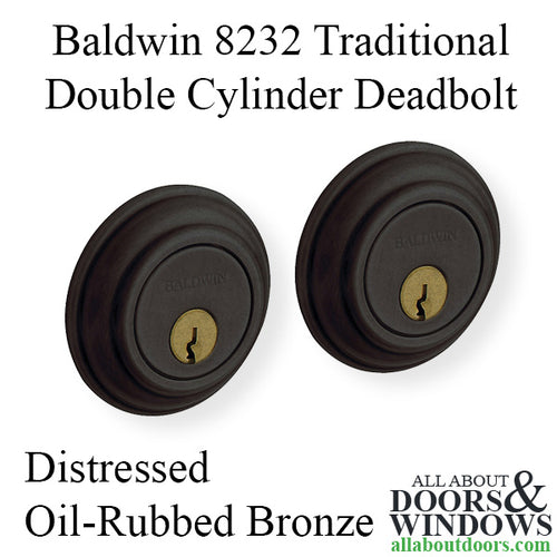 Baldwin 8232 Traditional Double Cylinder Deadbolt - Distressed Oil-Rubbed Bronze - Baldwin 8232 Traditional Double Cylinder Deadbolt - Distressed Oil-Rubbed Bronze