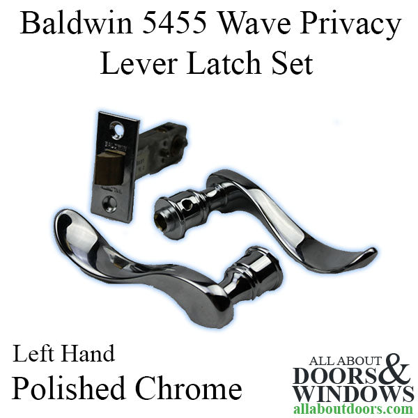 5455 Wave Privacy Lever Latch Set, Left Hand - Polished Chrome - 5455 Wave Privacy Lever Latch Set, Left Hand - Polished Chrome