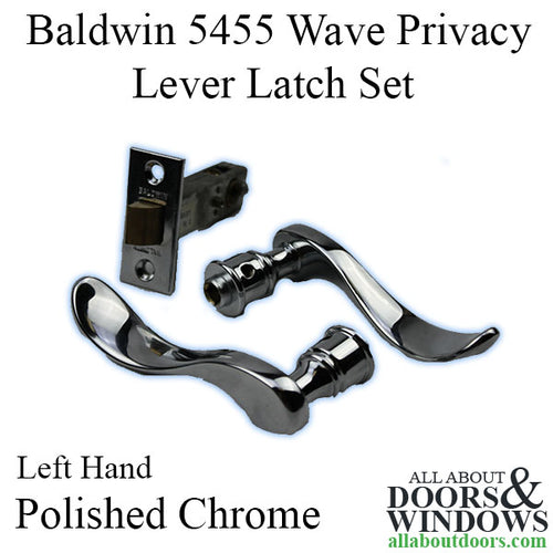 5455 Wave Privacy Lever Latch Set, Left Hand - Polished Chrome - 5455 Wave Privacy Lever Latch Set, Left Hand - Polished Chrome
