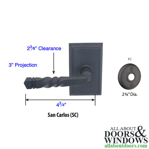 Emtek San Carlos Door Passage Leverset with Round Rosette, Left Handed - Satin Steel - Emtek San Carlos Door Passage Leverset with Round Rosette, Left Handed - Satin Steel