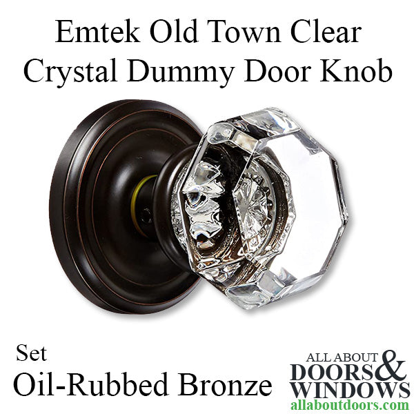 Emtek 8050 Old Town Clear Crystal Dummy Door Knob, Regular Rosette, Set - Oil Rubbed Bronze - Emtek 8050 Old Town Clear Crystal Dummy Door Knob, Regular Rosette, Set - Oil Rubbed Bronze