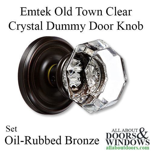 Emtek 8050 Old Town Clear Crystal Dummy Door Knob, Regular Rosette, Set - Oil Rubbed Bronze - Emtek 8050 Old Town Clear Crystal Dummy Door Knob, Regular Rosette, Set - Oil Rubbed Bronze
