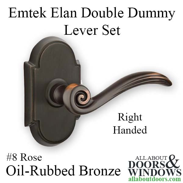 Emtek Elan Double Dummy Lever with #8 Rose, Right Handed - Oil Rubbed Bronze - Emtek Elan Double Dummy Lever with #8 Rose, Right Handed - Oil Rubbed Bronze