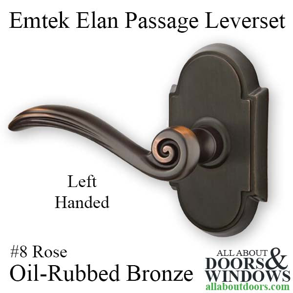 Emtek Elan Passage Leverset with #8 Scalloped Rosette, Left Handed - Oil Rubbed Bronze - Emtek Elan Passage Leverset with #8 Scalloped Rosette, Left Handed - Oil Rubbed Bronze