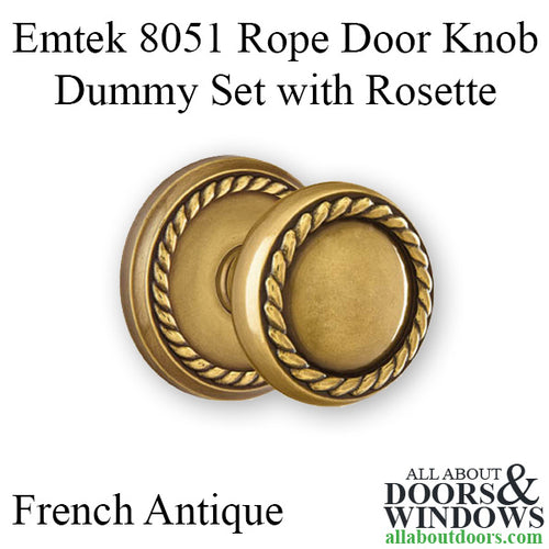Emtek 8051 Rope Door Knob Dummy Set with Rope Rosettes - French Antique - Emtek 8051 Rope Door Knob Dummy Set with Rope Rosettes - French Antique