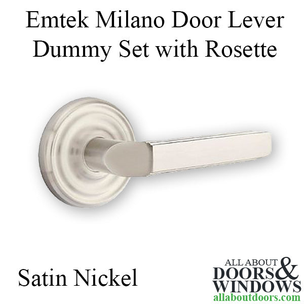 Emtek 8050 Milano Door Lever Dummy Set with Regular Rosette - Satin Nickel - Emtek 8050 Milano Door Lever Dummy Set with Regular Rosette - Satin Nickel