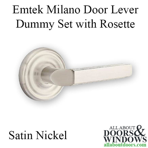 Emtek 8050 Milano Door Lever Dummy Set with Regular Rosette - Satin Nickel - Emtek 8050 Milano Door Lever Dummy Set with Regular Rosette - Satin Nickel