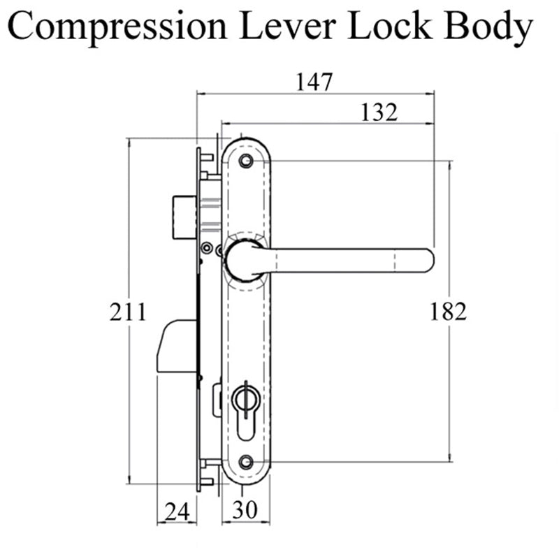 Interlock Lever Compression 24mm 2-4-Point Lock, 40/85, 1/2