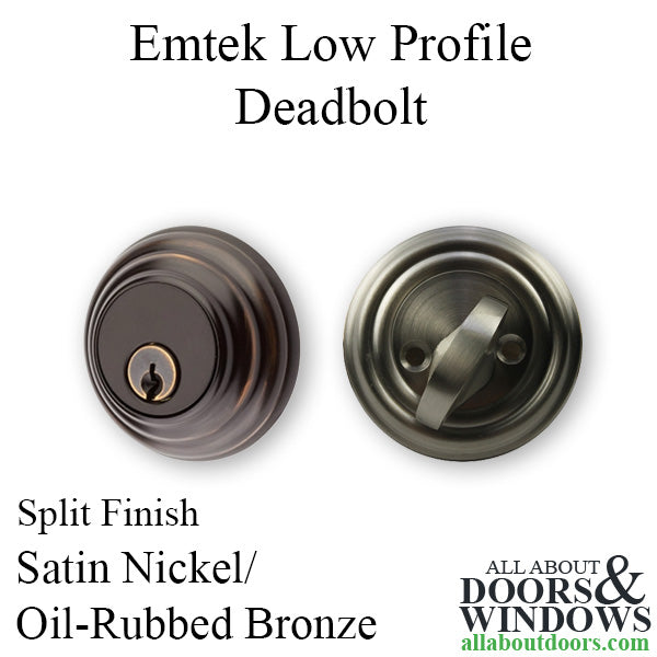 Emtek 8455 Low Profile Deadbolt, Split Finish - Oil Rubbed Bronze and Satin Nickel - Emtek 8455 Low Profile Deadbolt, Split Finish - Oil Rubbed Bronze and Satin Nickel