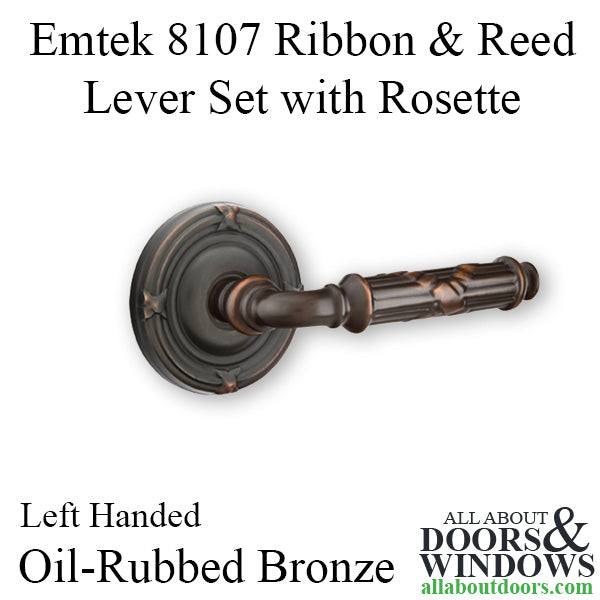 Emtek 8107 Ribbon & Reed Lever Set with Rosette - Left Handed - Oil-Rubbed Bronze - Emtek 8107 Ribbon & Reed Lever Set with Rosette - Left Handed - Oil-Rubbed Bronze