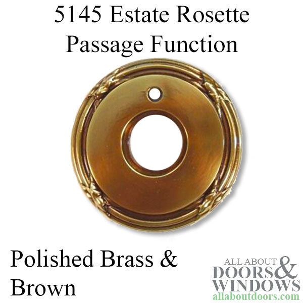 5145 Estate Rose, Pair, Passage Function - Polished Brass & Brown - 5145 Estate Rose, Pair, Passage Function - Polished Brass & Brown