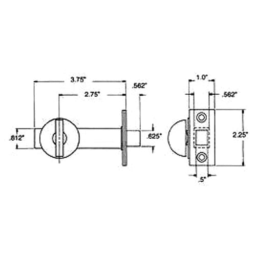 Baldwin Mortise Bolt Lock, 2-3/8