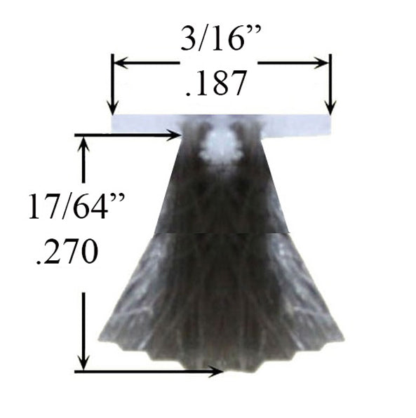 Fuzzy Weatherstrip .187 T-Backing x .270 Pile, with Fin Seal - Fuzzy Weatherstrip .187 T-Backing x .270 Pile, with Fin Seal