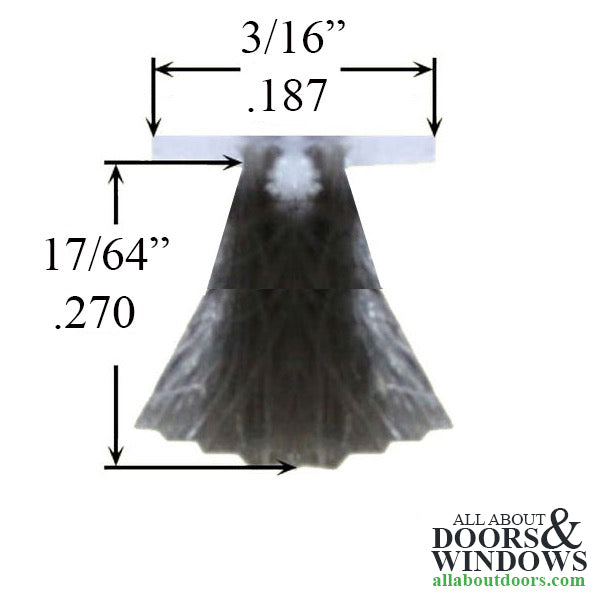 Fuzzy Weatherstrip .187 T-Backing x .270 Pile, with Fin Seal - Fuzzy Weatherstrip .187 T-Backing x .270 Pile, with Fin Seal