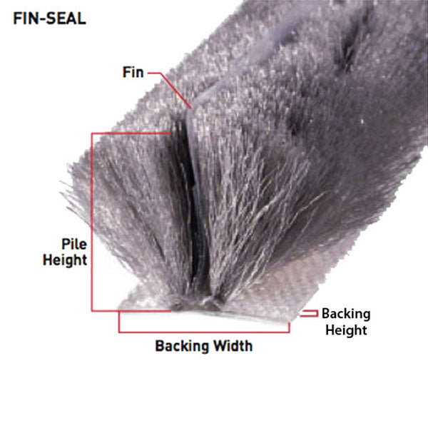 Fuzzy Weatherstrip .187 T-Backing x .270 Pile, with Fin Seal - Fuzzy Weatherstrip .187 T-Backing x .270 Pile, with Fin Seal