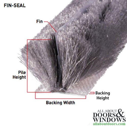 Fuzzy Weatherstrip .187 T-Backing x .270 Pile, with Fin Seal - Fuzzy Weatherstrip .187 T-Backing x .270 Pile, with Fin Seal