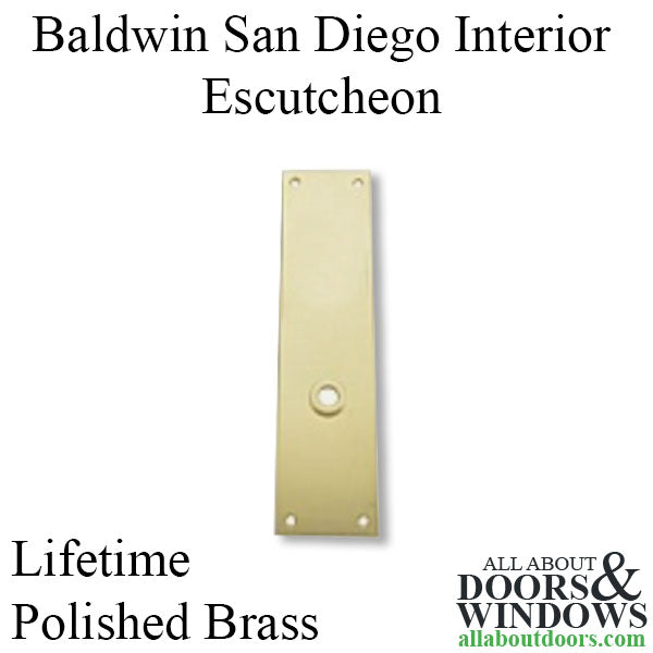 Baldwin San Diego Interior Escutcheon with Knob Hole, Half Pair - Lifetime Polished Brass - Baldwin San Diego Interior Escutcheon with Knob Hole, Half Pair - Lifetime Polished Brass