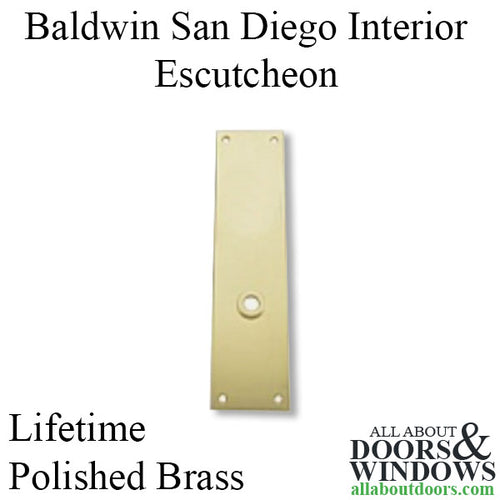 Baldwin San Diego Interior Escutcheon with Knob Hole, Half Pair - Lifetime Polished Brass - Baldwin San Diego Interior Escutcheon with Knob Hole, Half Pair - Lifetime Polished Brass