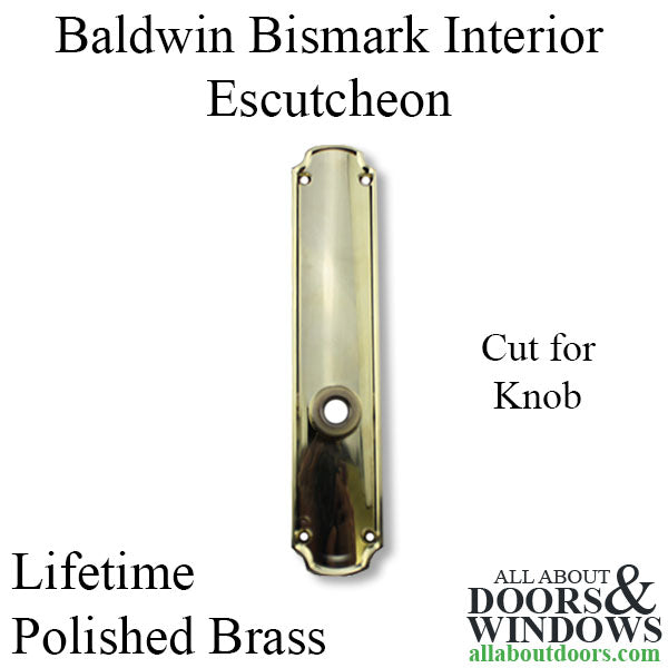 Baldwin 6986 Bismark Interior Escutcheon Cut for Knob, Half Pair - Lifetime Polished Brass - Baldwin 6986 Bismark Interior Escutcheon Cut for Knob, Half Pair - Lifetime Polished Brass