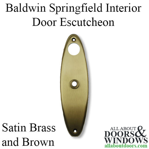 Baldwin Springfield Interior Door Escutcheon, Cut for Cylinder, Half Pair - Satin Brass and Brown - Baldwin Springfield Interior Door Escutcheon, Cut for Cylinder, Half Pair - Satin Brass and Brown
