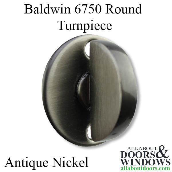 Baldwin 6750 Series Round Turnpiece - Antique Nickel - Baldwin 6750 Series Round Turnpiece - Antique Nickel