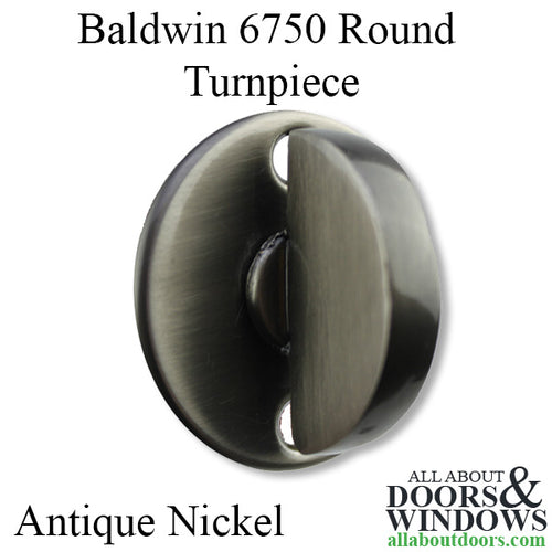 Baldwin 6750 Series Round Turnpiece - Antique Nickel - Baldwin 6750 Series Round Turnpiece - Antique Nickel
