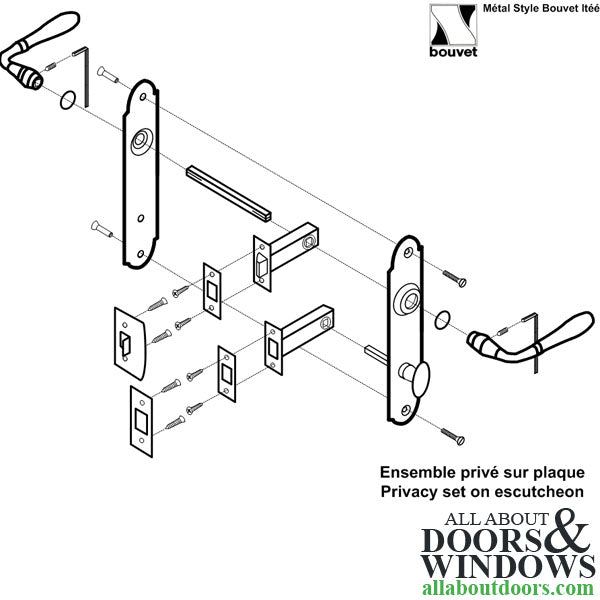Bouvet 2601 Privacy Escutcheon Set, Minus Handles - Black - Bouvet 2601 Privacy Escutcheon Set, Minus Handles - Black