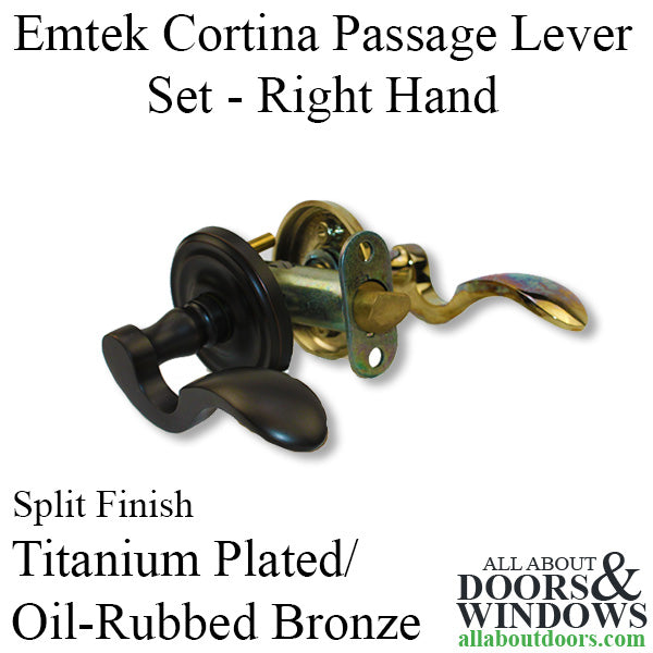 Emtek Cortina Door Passage Leverset, Right Handed, Split Finish - Oil Rubbed Bronze and Titanium Plated Brass - Emtek Cortina Door Passage Leverset, Right Handed, Split Finish - Oil Rubbed Bronze and Titanium Plated Brass