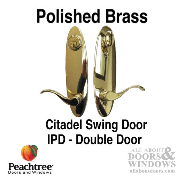 Citadel Peachtree Swing Double Door Handles - Polished Brass - Citadel Peachtree Swing Double Door Handles - Polished Brass