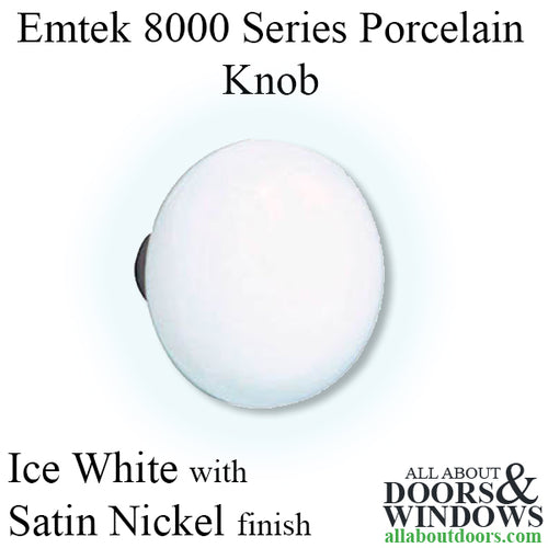 Emtek 8000 Porcelain Knob with Satin Nickel Finish, Half Pair - Ice White - Emtek 8000 Porcelain Knob with Satin Nickel Finish, Half Pair - Ice White
