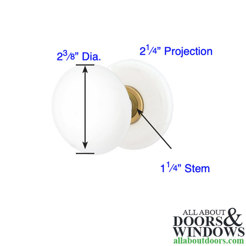 Emtek 8000 Porcelain Knob with Satin Nickel Finish, Half Pair - Ice White - Emtek 8000 Porcelain Knob with Satin Nickel Finish, Half Pair - Ice White
