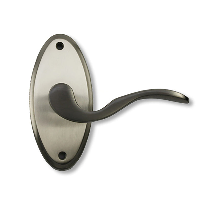 Ashley Norton Oval Escutcheon with Chester Lever, Passage Function, Right Handed - Satin Nickel - Ashley Norton Oval Escutcheon with Chester Lever, Passage Function, Right Handed - Satin Nickel