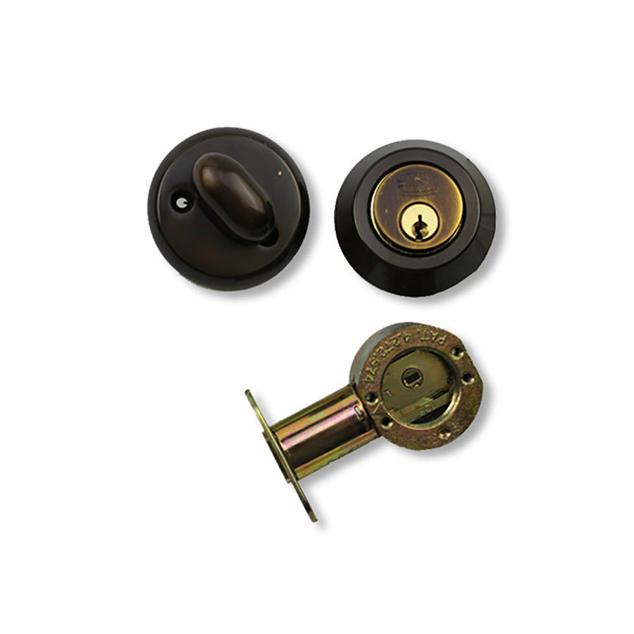 Omnia D0806 Modern Auxiliary Single Cylinder Deadbolt, Keyed Differently - Shaded Bronze - Omnia D0806 Modern Auxiliary Single Cylinder Deadbolt, Keyed Differently - Shaded Bronze
