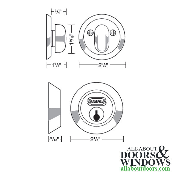 Omnia D0806 Modern Auxiliary Single Cylinder Deadbolt, Keyed Differently - Shaded Bronze - Omnia D0806 Modern Auxiliary Single Cylinder Deadbolt, Keyed Differently - Shaded Bronze