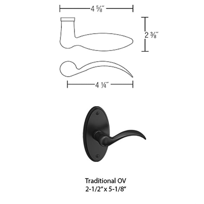 Ashley Norton Chester Lever Passage Set with Oval Escutcheon, Right Handed - Dark Oil Rubbed Bronze - Ashley Norton Chester Lever Passage Set with Oval Escutcheon, Right Handed - Dark Oil Rubbed Bronze