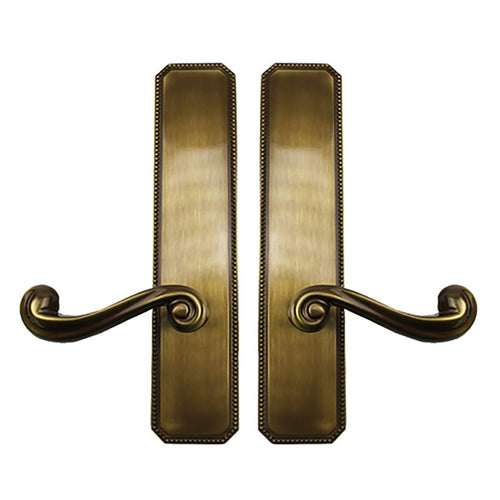 Omnia Traditional Lever Pair Dummy Set with Beaded Backplates, Left Handed - Shaded Bronze - Omnia Traditional Lever Pair Dummy Set with Beaded Backplates, Left Handed - Shaded Bronze
