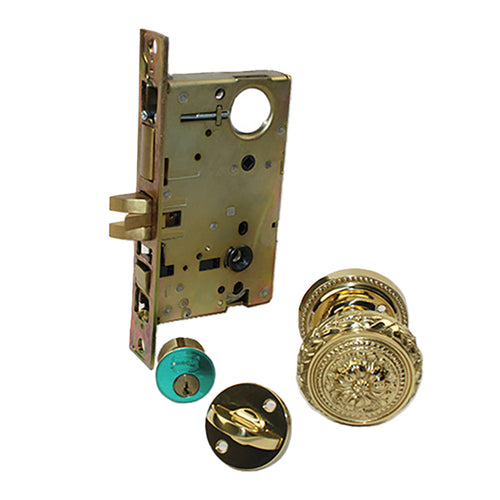 Omnia Keyed Mortise Lock Right Handed Entry Lock Set With Keys and Knobs - Omnia Keyed Mortise Lock Right Handed Entry Lock Set With Keys and Knobs
