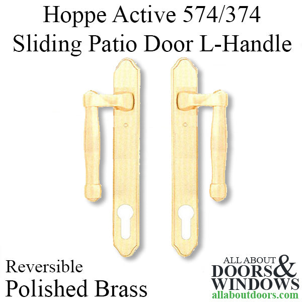 Hoppe Active 574/374 Sliding Patio Door L-Handle - Polished Brass - Hoppe Active 574/374 Sliding Patio Door L-Handle - Polished Brass