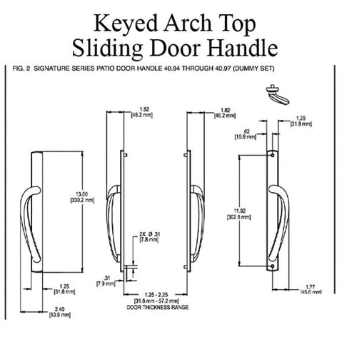 Amesbury Truth Signature Series Handle Set with Arch Top for Sliding Patio Doors - Amesbury Truth Signature Series Handle Set with Arch Top for Sliding Patio Doors