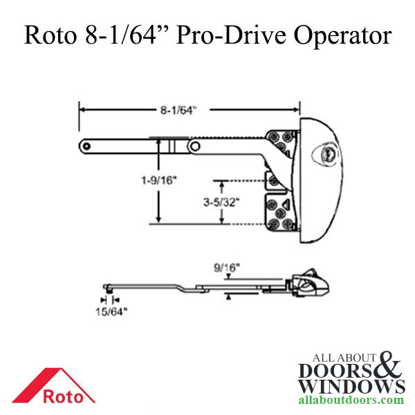 Roto Pro Drive Stainless Steel Split Arm RH Vinyl Window Operator - Roto Pro Drive Stainless Steel Split Arm RH Vinyl Window Operator