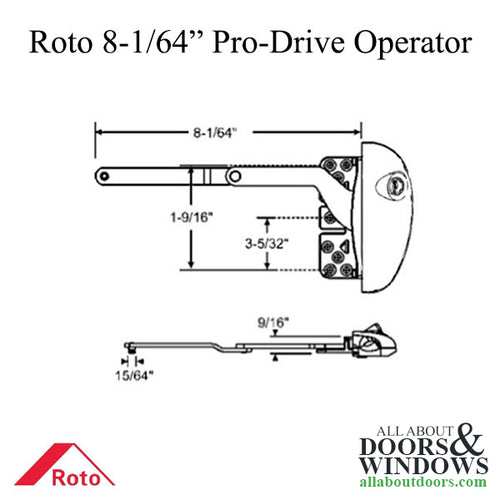 Roto Pro Drive Stainless Steel Split Arm RH Vinyl Window Operator - Roto Pro Drive Stainless Steel Split Arm RH Vinyl Window Operator