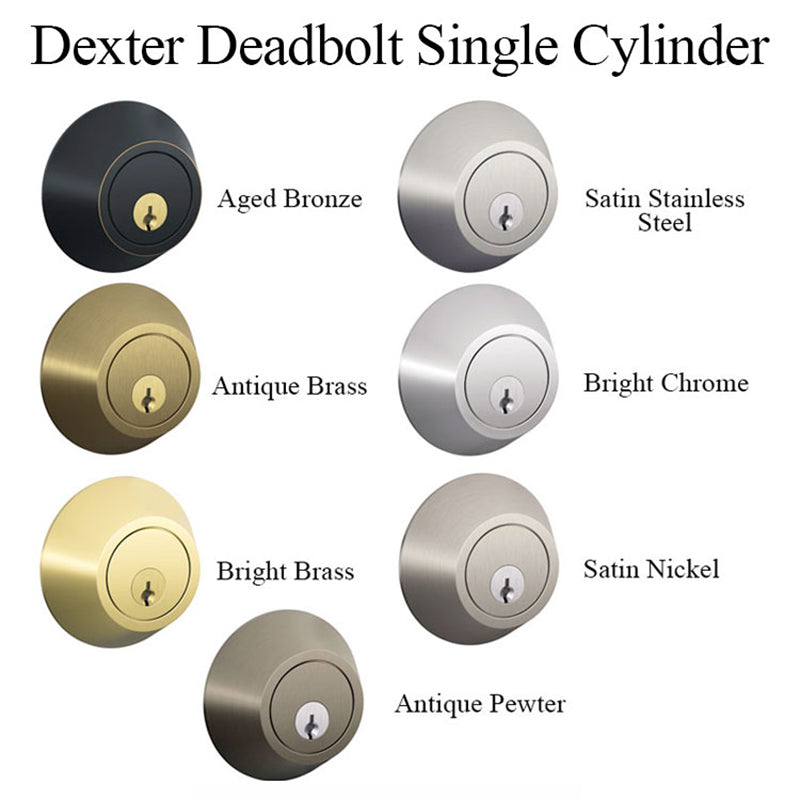 Dexter Single Cylinder Deadbolt Split Finish Antique Brass and Polished Brass - Dexter Single Cylinder Deadbolt Split Finish Antique Brass and Polished Brass