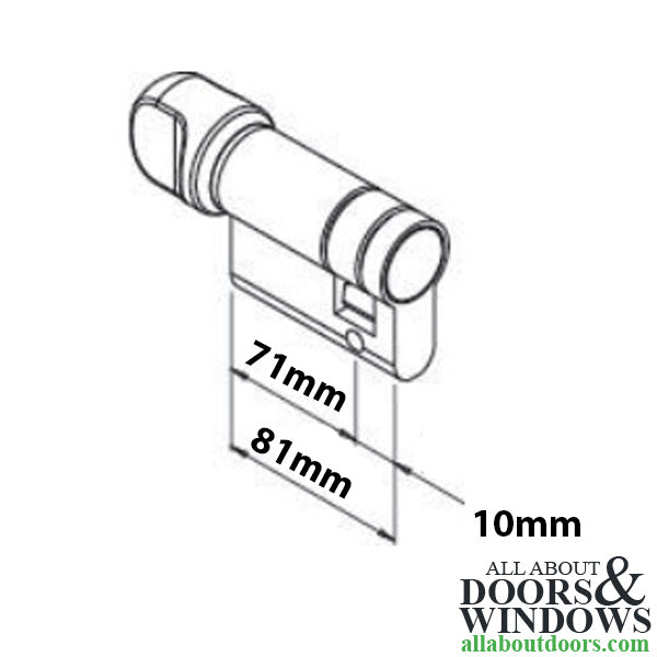 Giesse Half Thumbturn Cylinder, 71/10, Alumimum - Giesse Half Thumbturn Cylinder, 71/10, Alumimum
