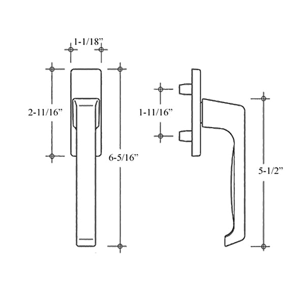 Tilt & Turn Uni-Jet Dirigent Handle, Outside/Exterior - Silver - Tilt & Turn Uni-Jet Dirigent Handle, Outside/Exterior - Silver