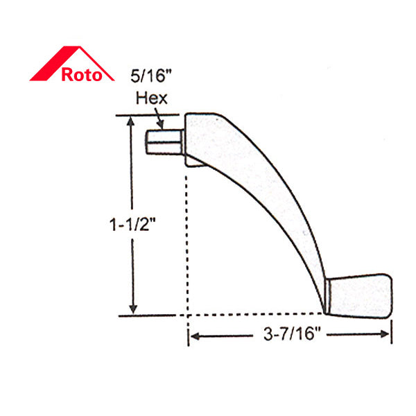 Roto Pro-Drive window operator crank handle, hex spline - Roto Pro-Drive window operator crank handle, hex spline