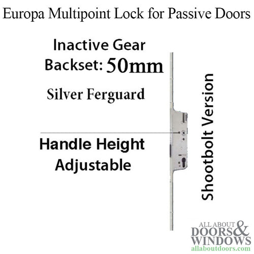 Inactive 50/92 Europa Multipoint Lock for Passive Doors - Silver Ferguard - Inactive 50/92 Europa Multipoint Lock for Passive Doors - Silver Ferguard