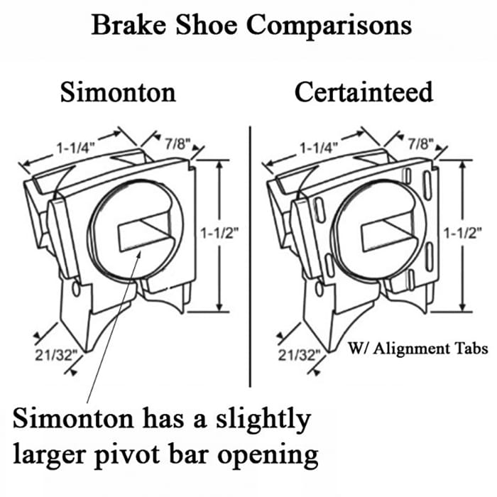 Simonton Pivot Lock brake Shoe - White Plastic - Simonton Pivot Lock brake Shoe - White Plastic